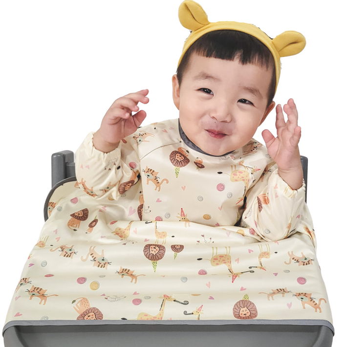 벨베이비 유아용 자기주도 긴팔 부분커버 이유식 턱받이