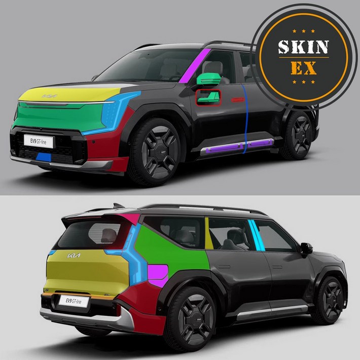 스킨엑스 EV9 MV1 외장필수패키지D PPF 차량보호필름, 1개, 투명