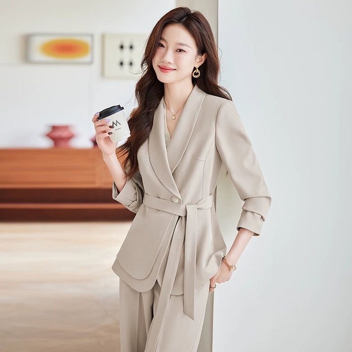 루스리더 여성 정장 허리띠 패션 루즈핏 상하세트 V406