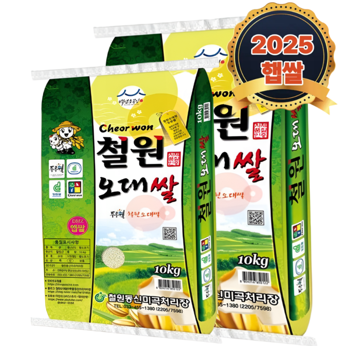 푸른쌀농장 25년 햅쌀 철원 오대쌀  4KG  10KG  20KG 키로 수 확인, 20kg, 1개, 상등급