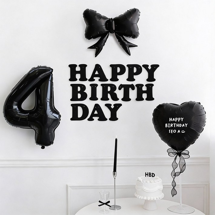 파티몬 생일 풍선 가랜드 리본 파티 용품 숫자 이니셜 세트 소품 이벤트