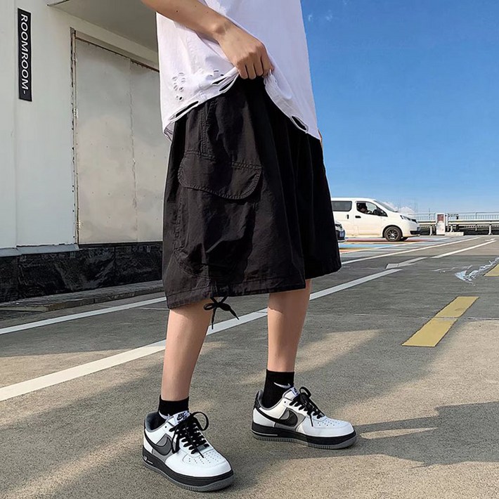 남녀공용 와이드 밴딩 카고 팬츠 캐주얼 트레이닝 5부 여름 반바지 스트링포켓버뮤다팬츠 남녀공용 와이드 밴딩 카고 팬츠 캐주얼 트레이닝 5부 여름 반바지 스트링포켓버뮤다팬츠
