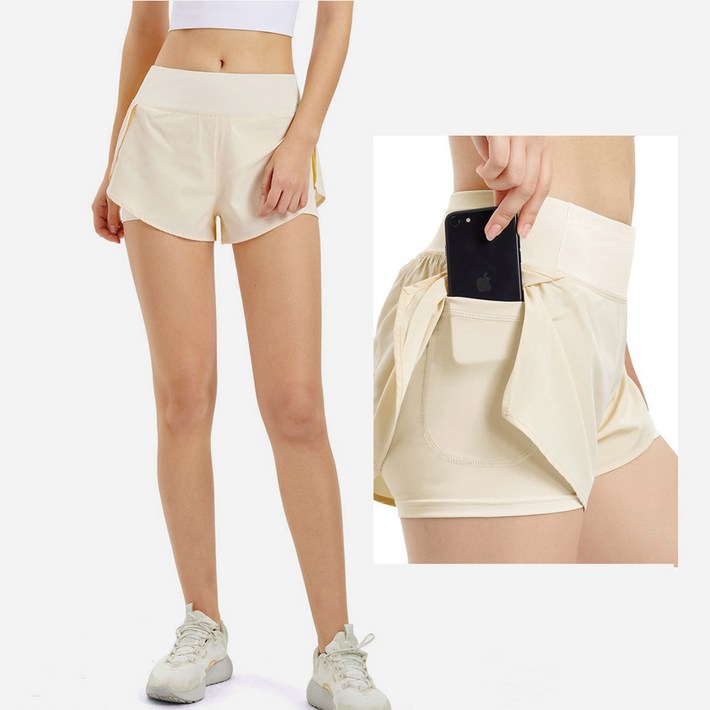 후암마켓 여성용 피트니스 투인원 쇼츠 포켓 레깅스 반바지