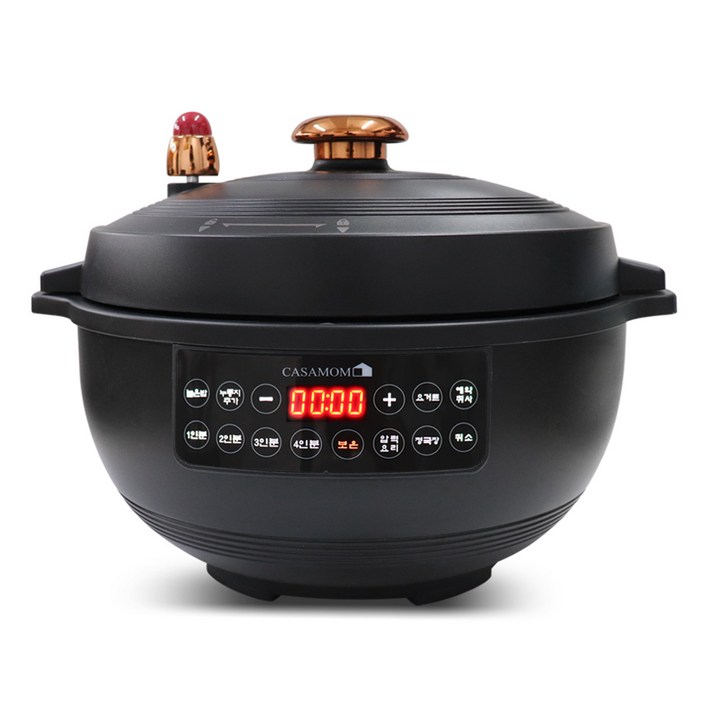 까사맘 전기 압력밥솥 시즌2 가마솥 누룽지 압력 돌솥밥 16인용, 블랙, PC28T