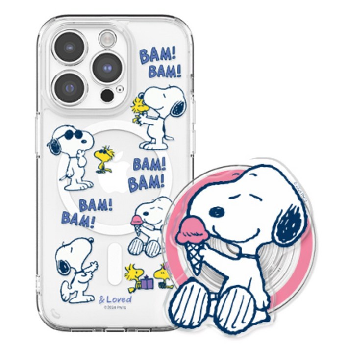 스누피 리얼미 갤럭시 아이폰 렌즈가드 마그네틱 케이스아크릴톡 세트맥세이프 호환