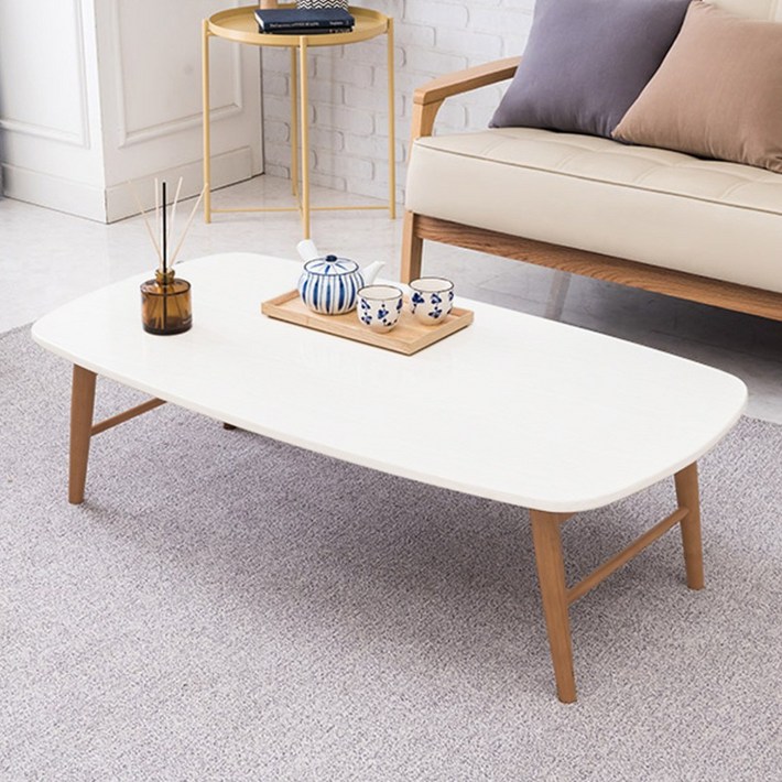 우드공간 원목 접이식 거실테이블 소파테이블, 리빙테이블1100올화이트상판