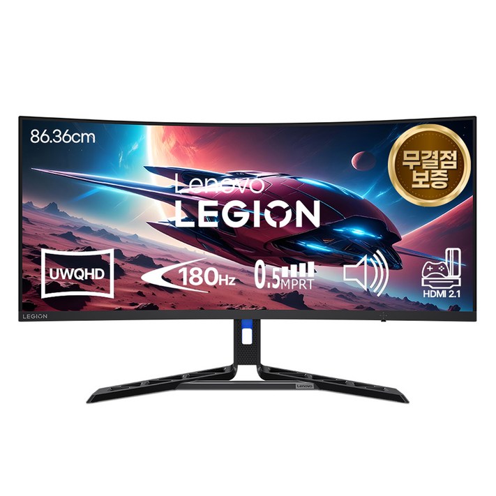 레노버 UWQHD 게이밍 180Hz 커브드 무결점 모니터, 86.36cm, R34w30 67C7GACBKR