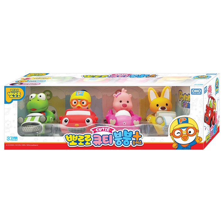 뽀로로 큐티붕붕 플러스 자동차 장난감 4종 세트 375 x 120 x 120 mm, 혼합색상, 1개