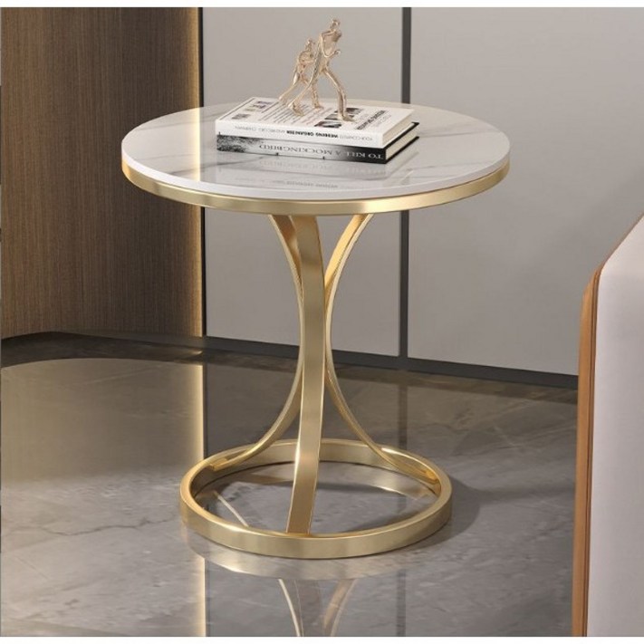 체리닷컴 잘록한 세라믹 거실 카페 원형 티테이블, 골드 C