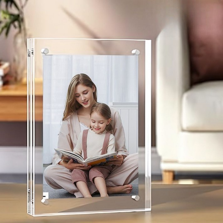 래미고 웨딩액자 아크릴 투명 포토프레임 결혼 자석 액자 직각모서리, 2개, 양면 투명