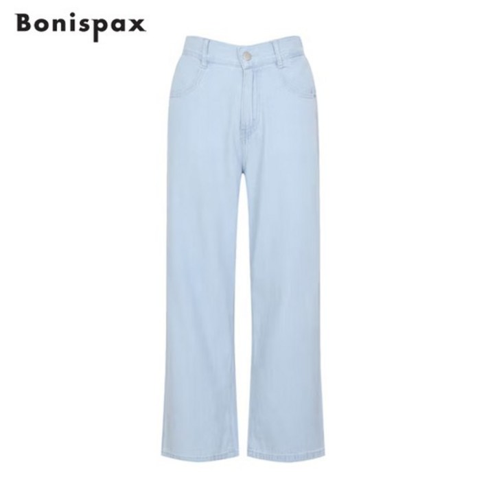 뒷밴딩 일자 데님팬츠