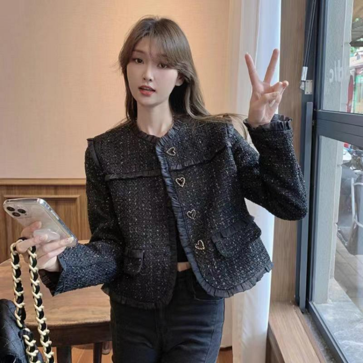 SAHINER 여성 가을 패션 트위드자켓 기본 편안한 긴팔 코트 WT06 SAHINER 여성 가을 패션 트위드자켓 기본 편안한 긴팔 코트 WT06
