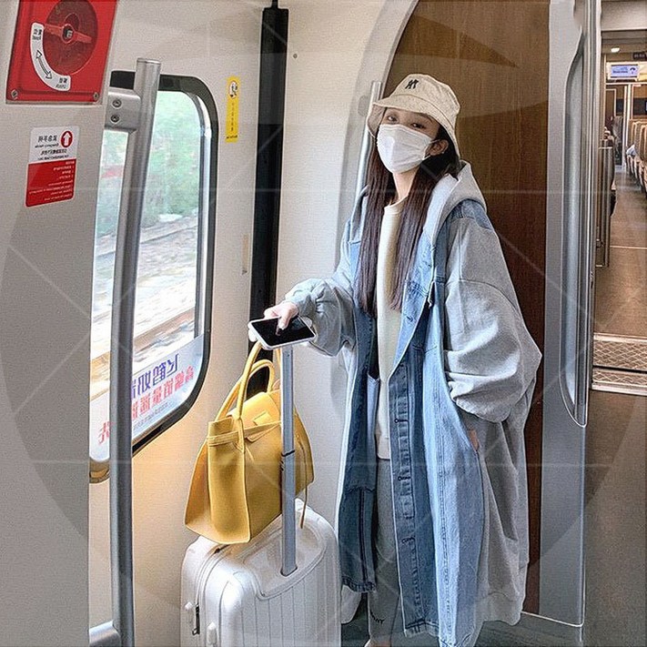 스타일닥터 여성 캐주얼 후드 청 자켓 데일리 트렌치코트