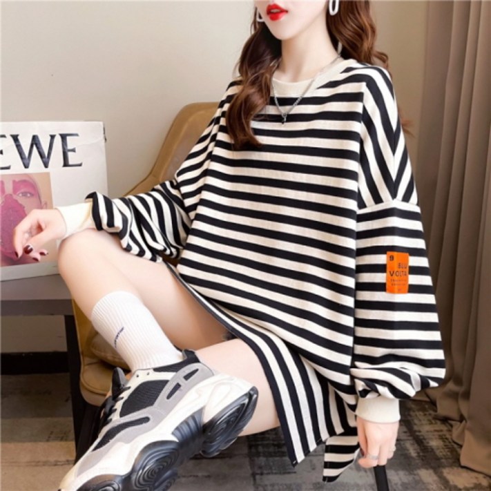 ZENCY 젠시 줄리 줄무늬 맨투맨 여성맨투맨