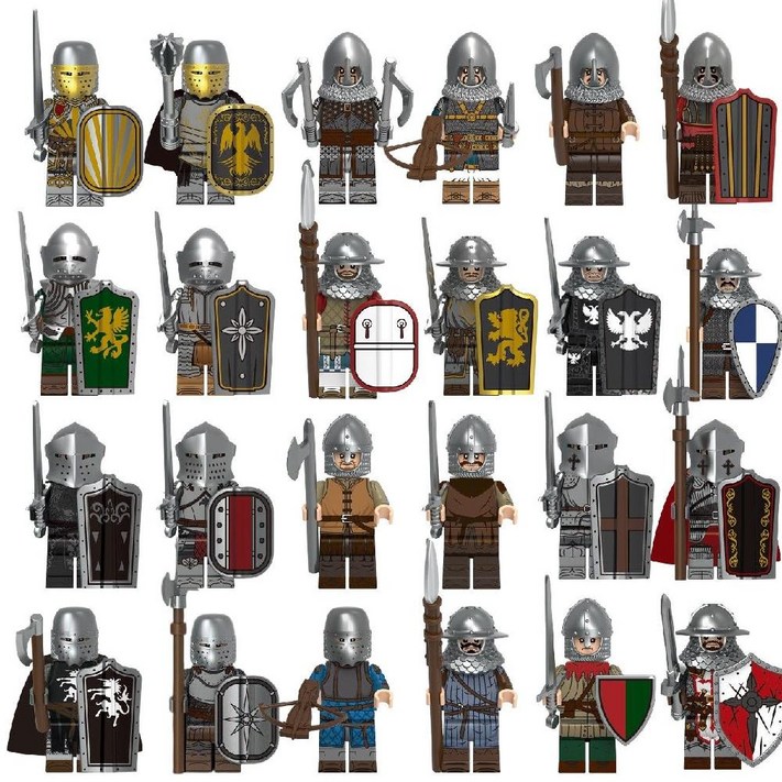 중세 시대 기사 병사 시리즈 미니 블럭 피규어 24명 세트