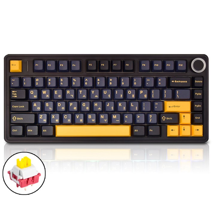 AULA F75 리니어 스위치 풀윤활 유무선 기계식 키보드 블루투스 키보드 독거미 키보드 타란튤라 키보드, 블랙황축한영키캡, F75