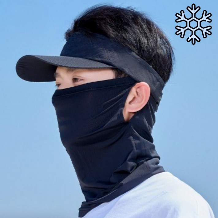 사각마켓 여름 아이스 쿨링 귀걸이 스포츠 버프 마스크, 블랙