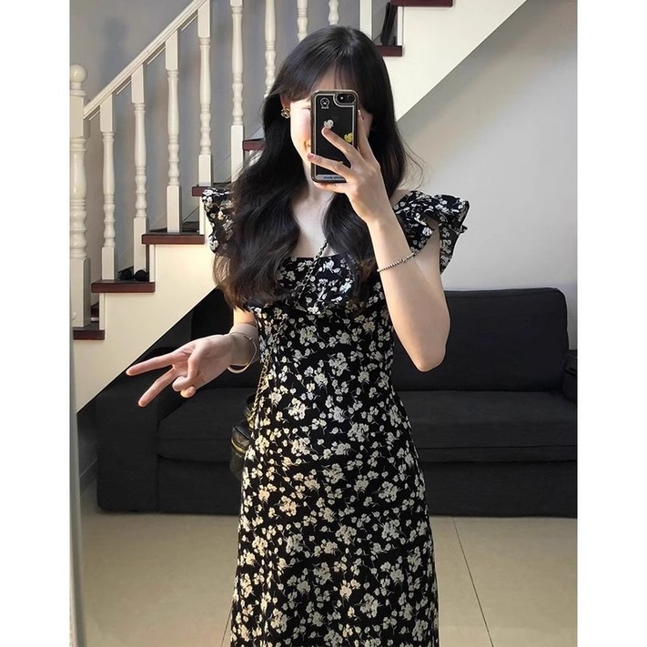 Novastar 여름 여자 롱 A라인 원피스 우아 플로럴 민소매 롱원피스 데일리룩