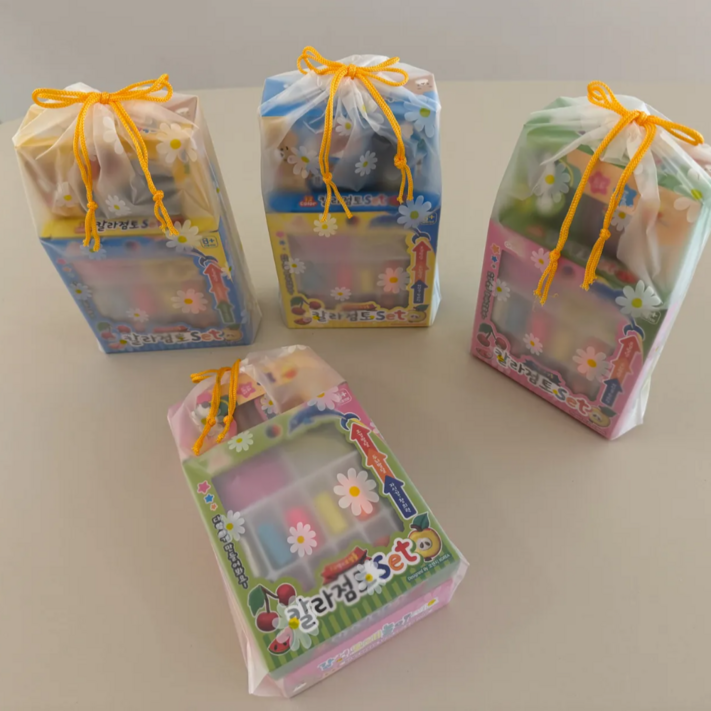 감성모래놀이 12색 칼라점토 구디백 생일선물 답례품 4세트, 혼합색상, 1개