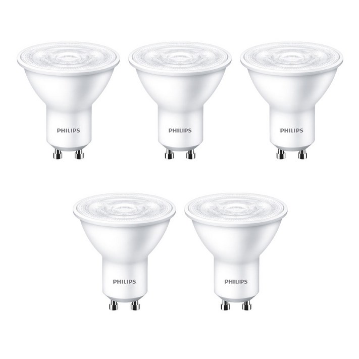 필립스 LED GU10 4.5W 220V 스팟전구 5P, 주광색, 5개 필립스 LED GU10 4.5W 220V 스팟전구 5P, 주광색, 5개