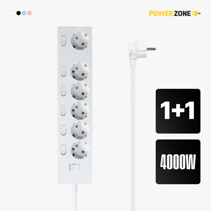 11 웨이브 멀티탭 개별 절전 스위치 6구 멀티콘센트 전기코드 50cm 1.5m 3m 5m 7m, 화이트, 5m