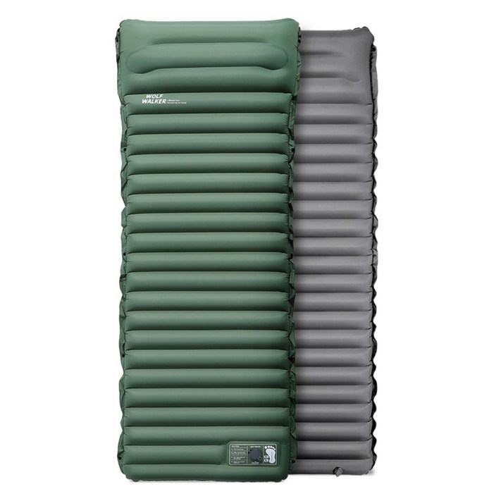 휴대용 캠핑 에어매트 여행용 베개 일체형 발펌프 자충매트 아웃도어 캠핑매트 야전침대 1인용 두께 10cm