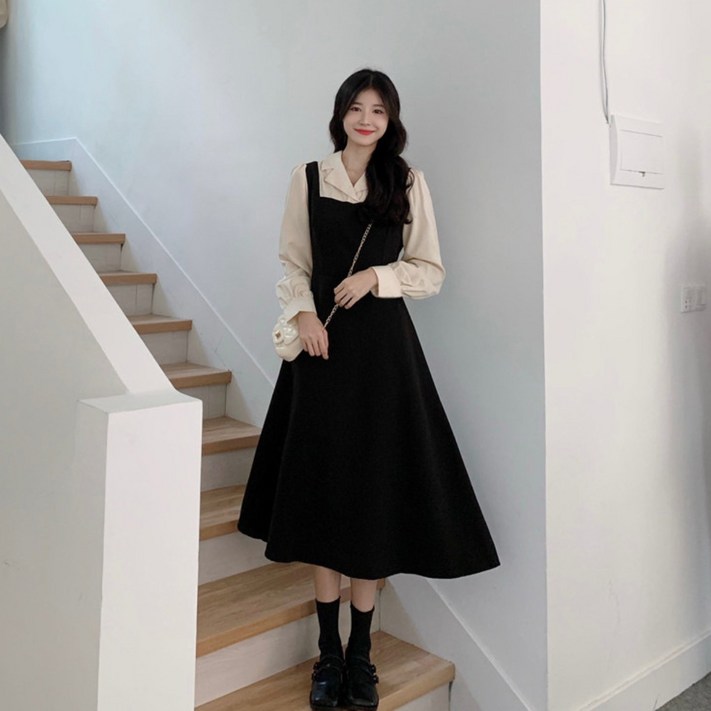 빌러드우먼 여신 하객 룩 셔츠 뷔스티에 롱 원피스