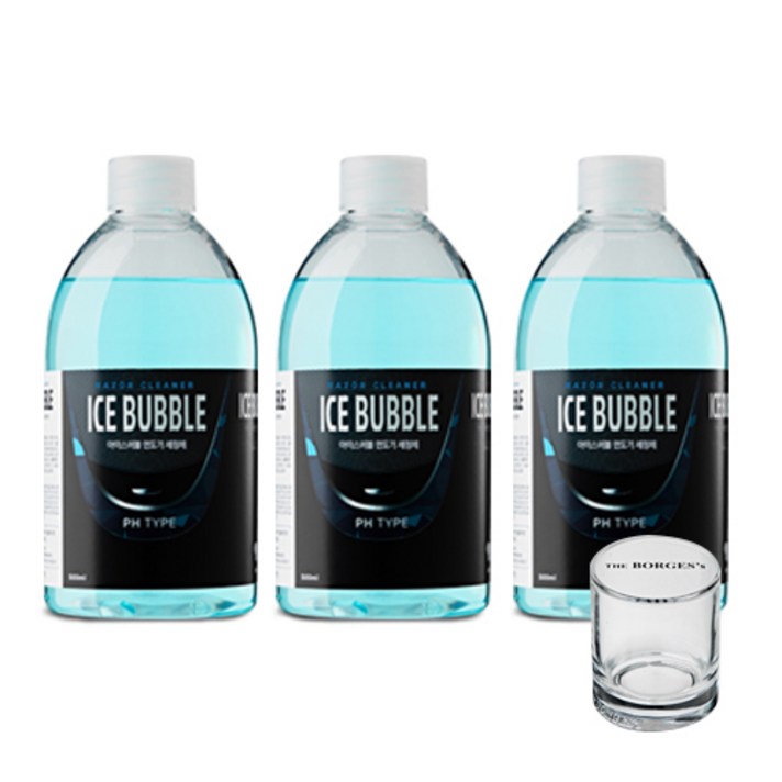 아이스버블 필립스 호환 PH타입 면도기세정액 500ml x 3p 세척용 유리컵, 단일상품, 단일색상 아이스버블 필립스 호환 PH타입 면도기세정액 500ml x 3p 세척용 유리컵, 단일상품, 단일색상