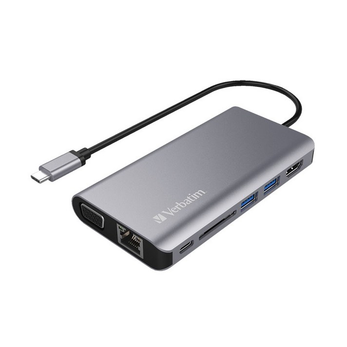 버바팀 타입C 8in1 HDMI VGA USB3.0 RJ45 멀티허브 고속충전 리더기 66148, 그레이, 8 in 1 Type C Hub, 1개 버바팀 타입C 8in1 HDMI VGA USB3.0 RJ45 멀티허브 고속충전 리더기 66148, 그레이, 8 in 1 Type C Hub, 1개