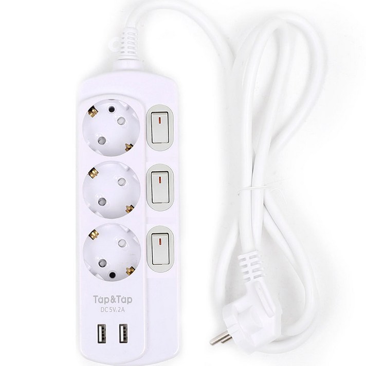 에코파워탭 탭앤탭 USB 개별 스위치 3구 멀티탭