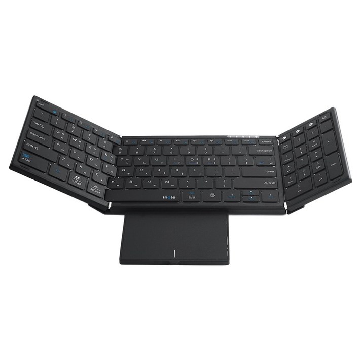 아이노트 블루투스 무선 접이식 키보드  터치패드 세트, 블랙, XK907B, 제조사축