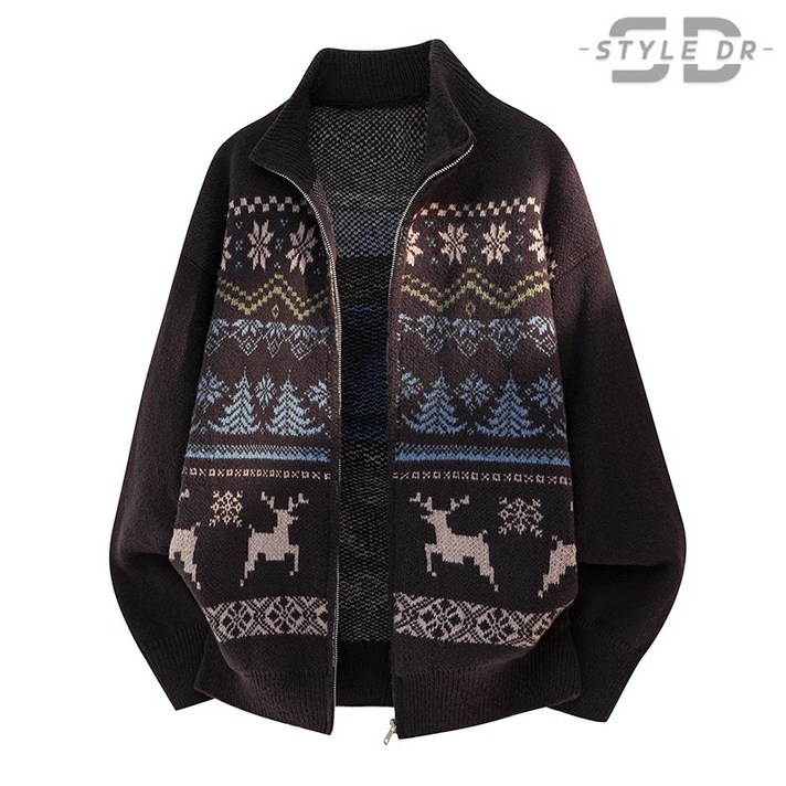 스타일닥터  남자 카디건 니트 질감 보들보들 빈티지 엘크도안  니트 코트