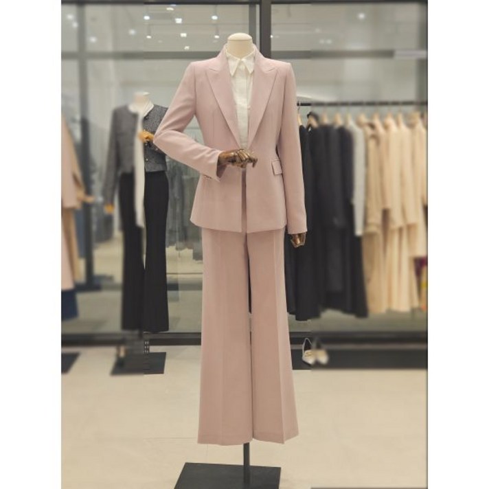 지고트 솔리드 피크드 라펠 더블 원버튼 재킷  솔리드 일자핏 팬츠 세트 JR3A0JK721