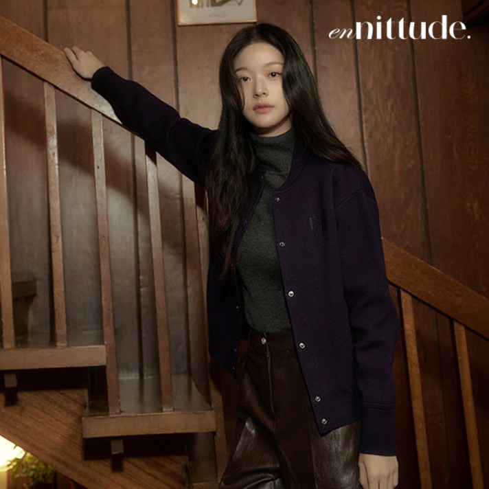 엔니튜드 23FW 울 블렌드 니트 보머 자켓