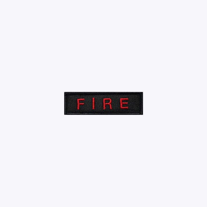 FIRE 검정+빨강 BR72 - 소방 구조 안전 파이어 오버로크 벨크로 마크 약장 와펜 자수