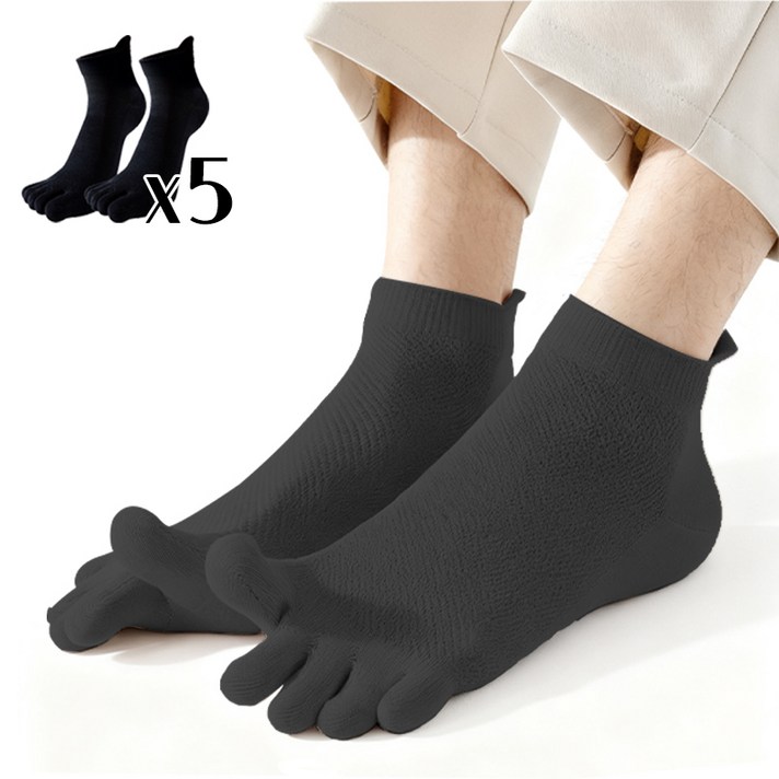 콜콜러브 남성 발가락양말 순면 100  땀흡수 방취  5켤레