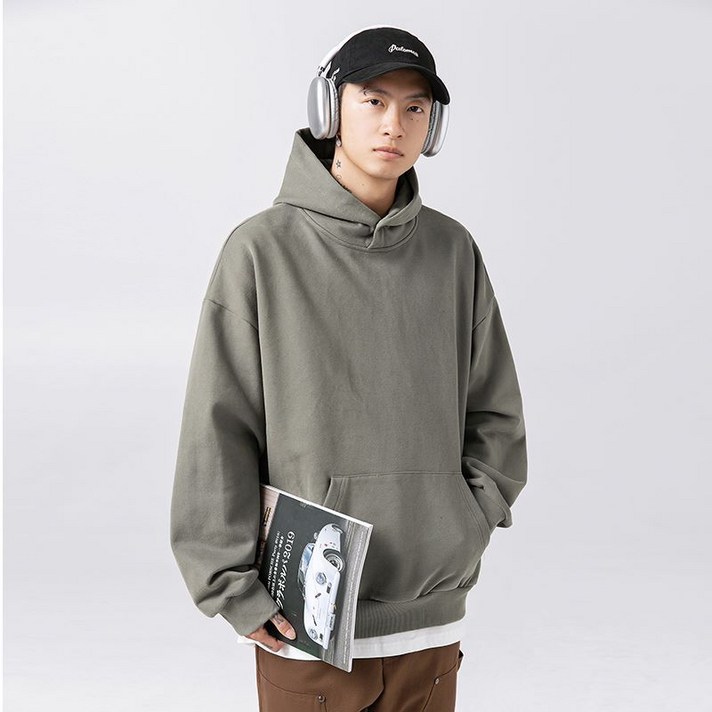 유루 남성용 네크라인 후크 기모 후드티  K3766