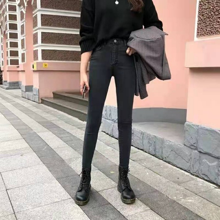 해피니스 여성 스판 기본 스키니 기모청바지250