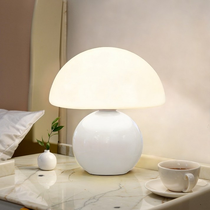 Mayho 머쉬룸 무드등 LED단스탠드 3단조광 수유등, 크림 화이트