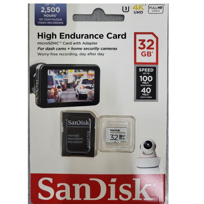 정품박스 샌디스크 마이크로 SD 블랙박스 CCTV 전용 QQNR 32GB 64GB 128GB 256GB 기가, 32GB