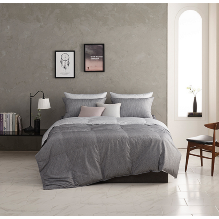 알레르망 데런2 4계절 구스 차렵 D 2종세트 Q 퀸사이즈 이불 패드 그레이 리버서블 침구세트 겨울이불 세사 겸용