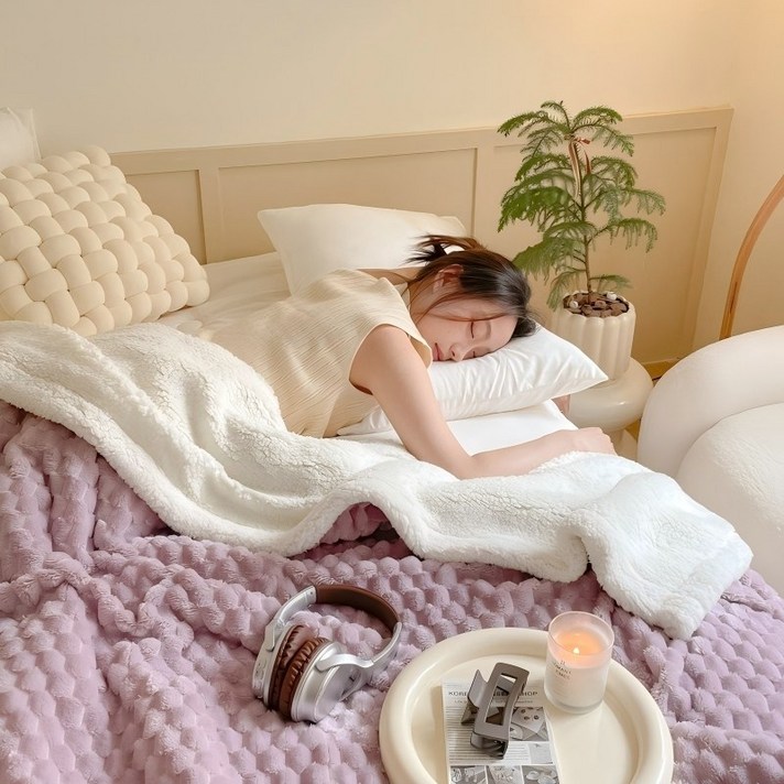 Roomxyd 뽀그리 양털 이중 담요 양면 극세사담요 블랭킷 무릎담요