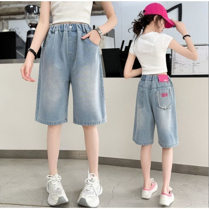 아이짱 아동용 초등학생 중학생 wln여름 5부 가벼운 데님 반바지