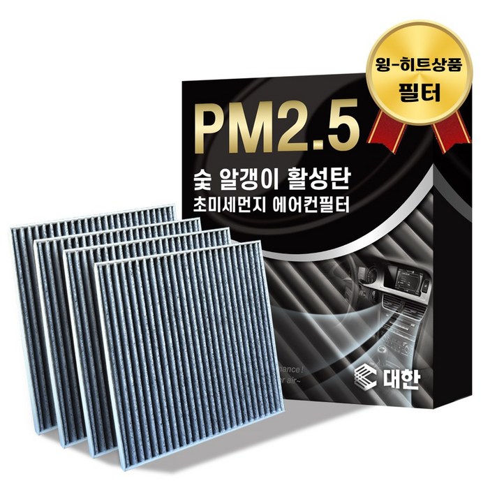 대한 PM2.5 고효율 활성탄 자동차 에어컨필터 4개입, 4개, PC118
