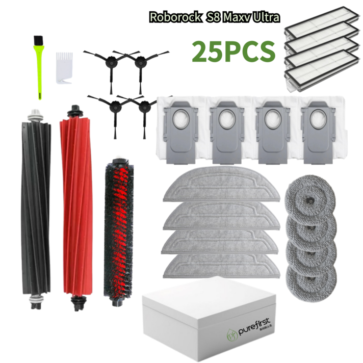 퓨어퍼스트 로보락 S8 MaxV Ultra 소모품 물걸레 더스트백 브러쉬 호환, 1세트, 6개월 풀패키지