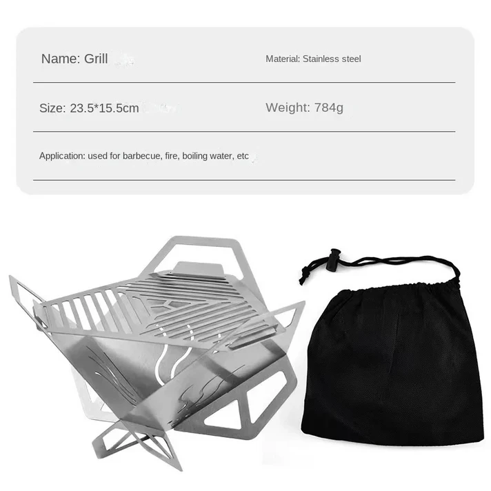 800도씨화로대 야외 바베큐 바베큐 스토브 스테인레스 스틸 캠핑 그릴 휴대용 미니 나무