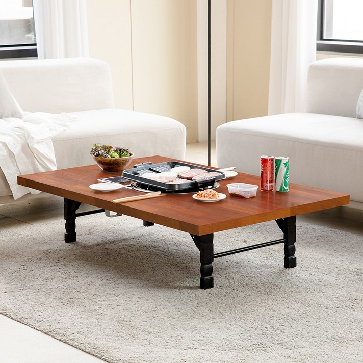 소담갤러리 멀바우 4인용 가정용 불판테이블 미우새 접이식테이블 불판식탁, 멀바우