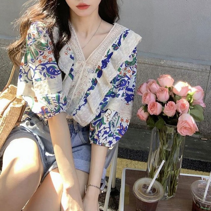 러블리 프릴 린넨 블라우스