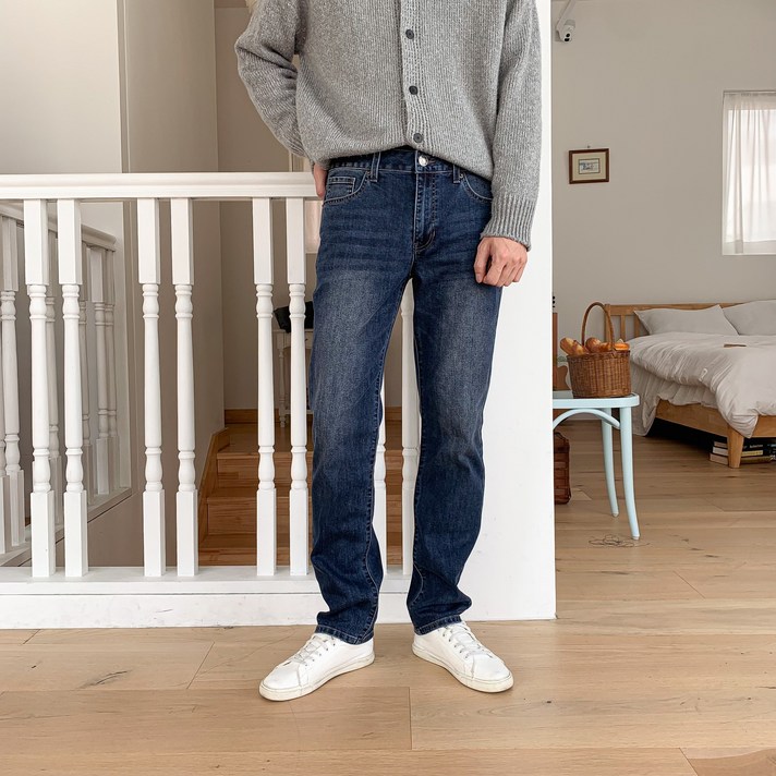 백화점 정품 게스 남성 에센셜 슬림 스트레이트 청바지 진청 다크 블루DBL