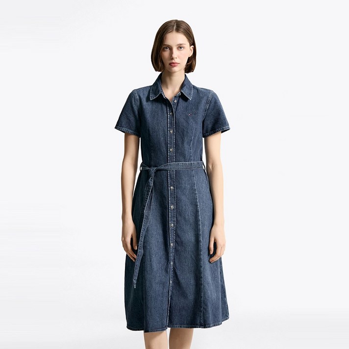 타미힐피거 데님 우븐 셔츠 드레스 T22F1TDR052WT11BJ